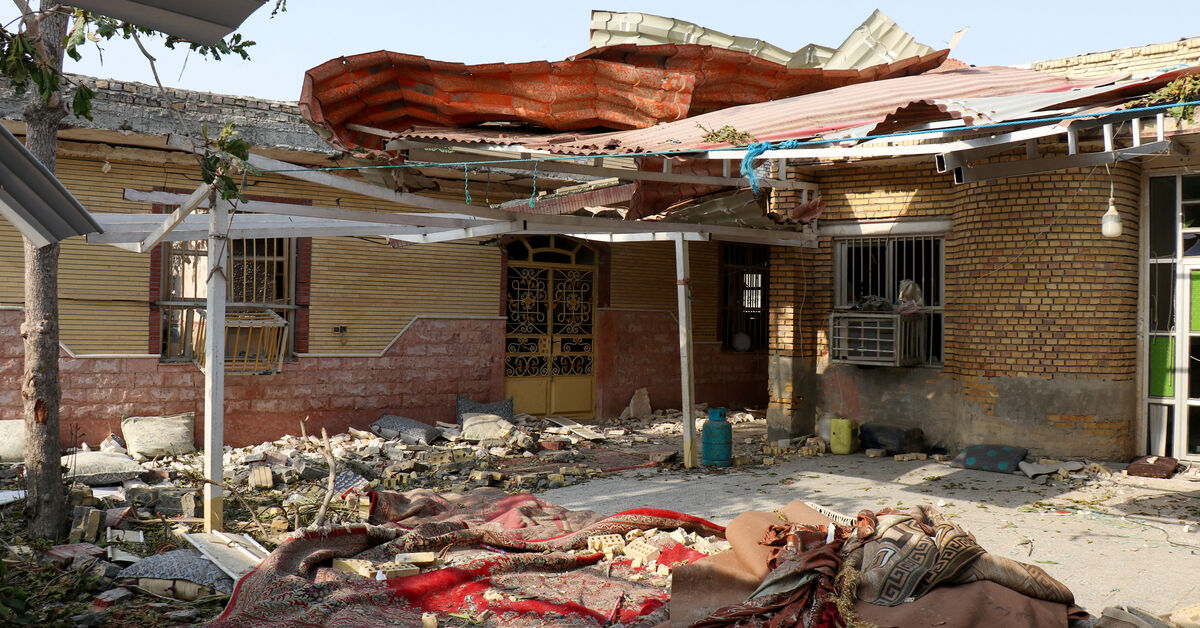 Rubble lies around a damaged house following a reported attack near a wedding gathering in Kuhistik, Sirik, Iran, September 2, 2026. Razieh Poudat/ISNA/via WANA (West Asia News Agency) via REUTERS
